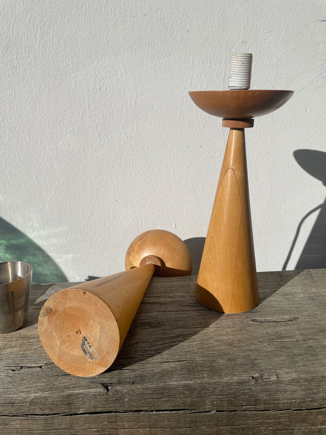 Pair of Scandinavian wooden lamps, 1980s