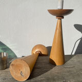 Pair of Scandinavian wooden lamps, 1980s