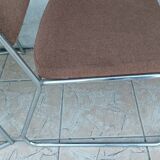 Set of 6 vintage low chairs in chrome metal