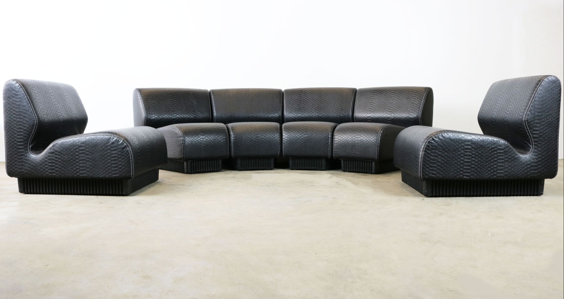 Black snakeskin modular sofa by Don Chadwick for Herman Miller 1970s