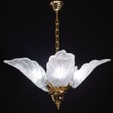 Elegant Murano Candlestick with 5 Leaves in Grit