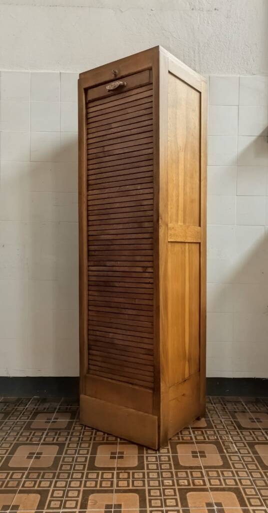 Antique tambour file cabinet, high-end, single, France, 1930s