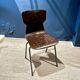 Set of 8 wenge wood chairs and gray green steel