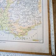 Map of the mountain ranges of France, original printed in 1896
