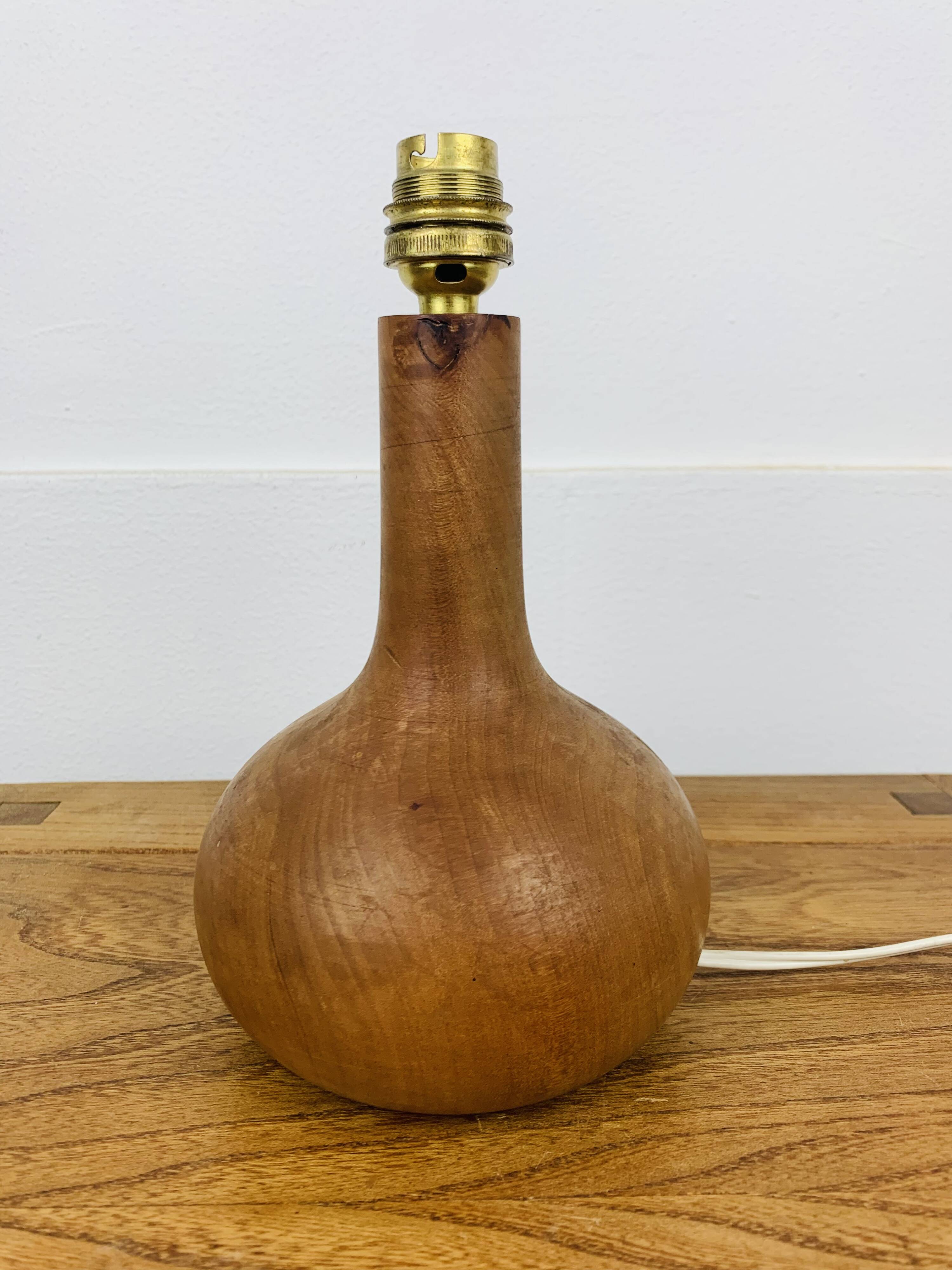 Wooden ball lamp with wool lampshade, 1960s