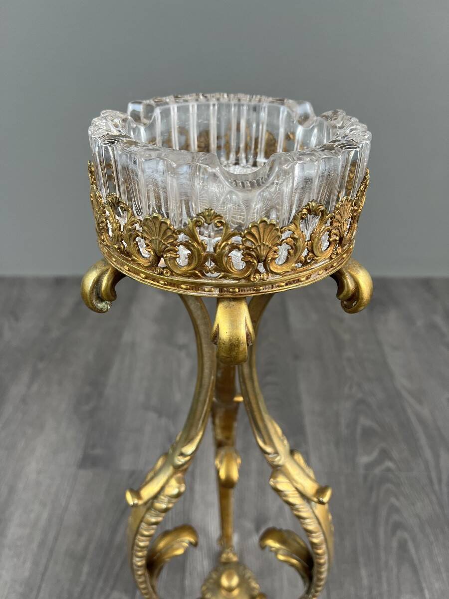 Bronze-gilt and crystal standing ashtray, 20th century
