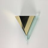 Post modern triangular brass wall light, 1990