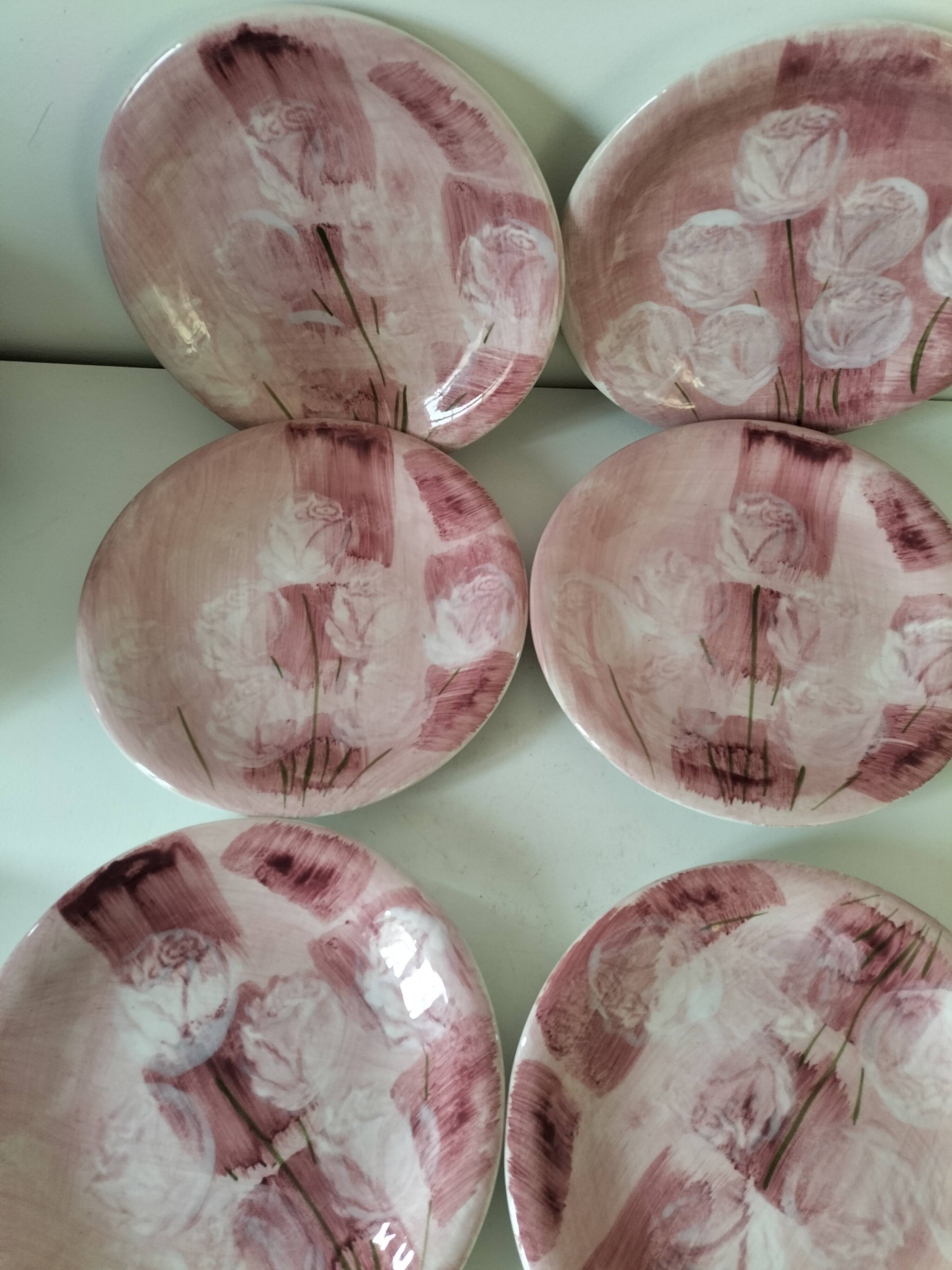 6 Italian plates CAPA San Polo hand-painted from the 1970s.