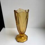 Amber molded glass vase 70s