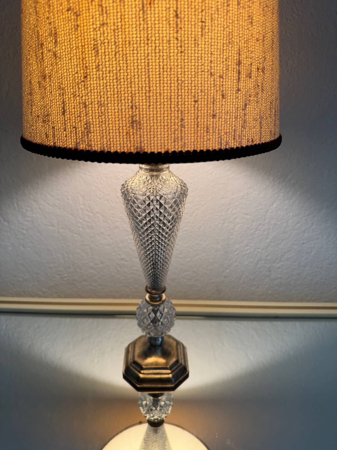 Glass and brass lamp from the 60s