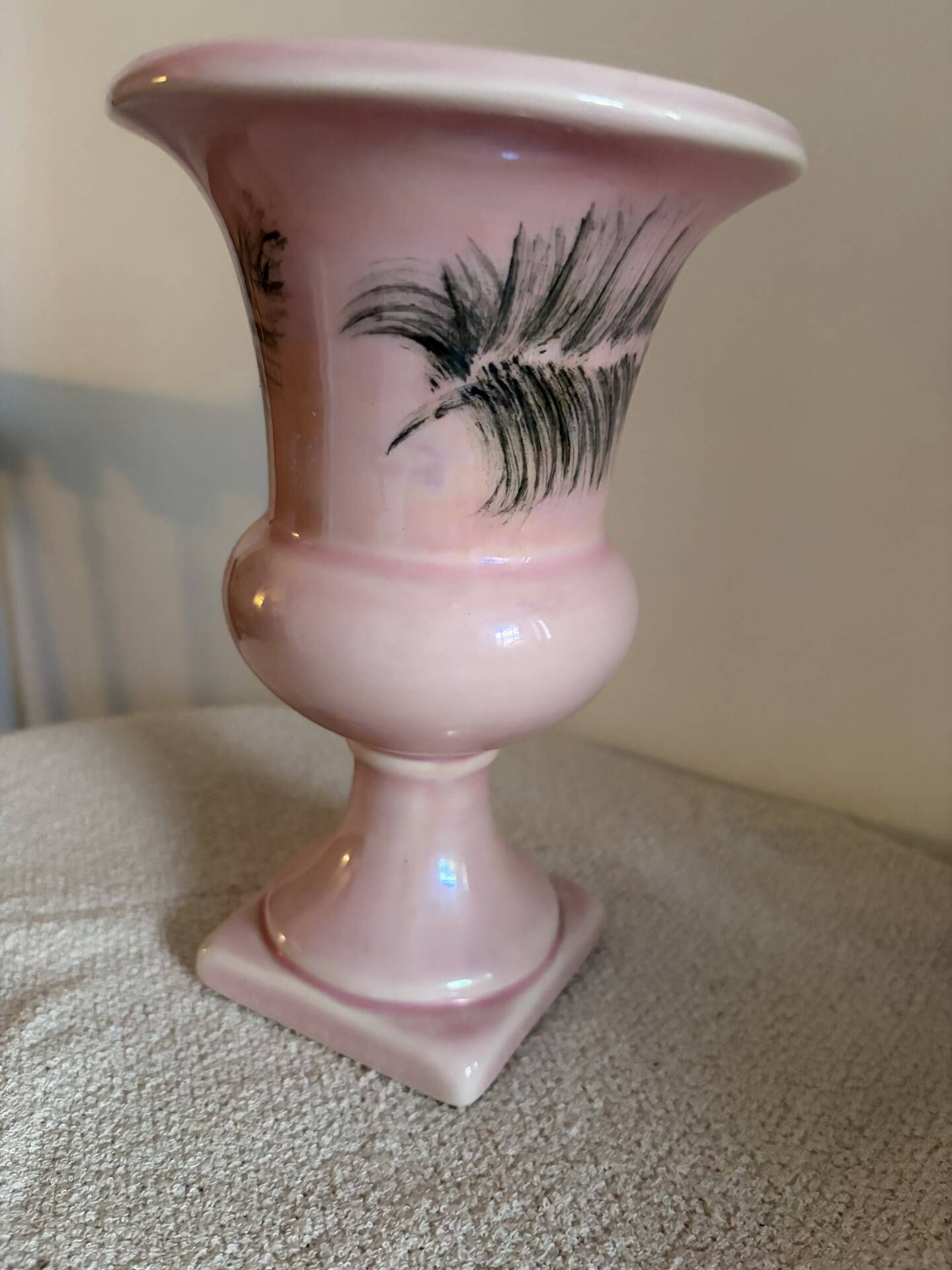 Mid-Century Vintage Pink Ceramic Urn Vase by Soveram France – Hand-Sha