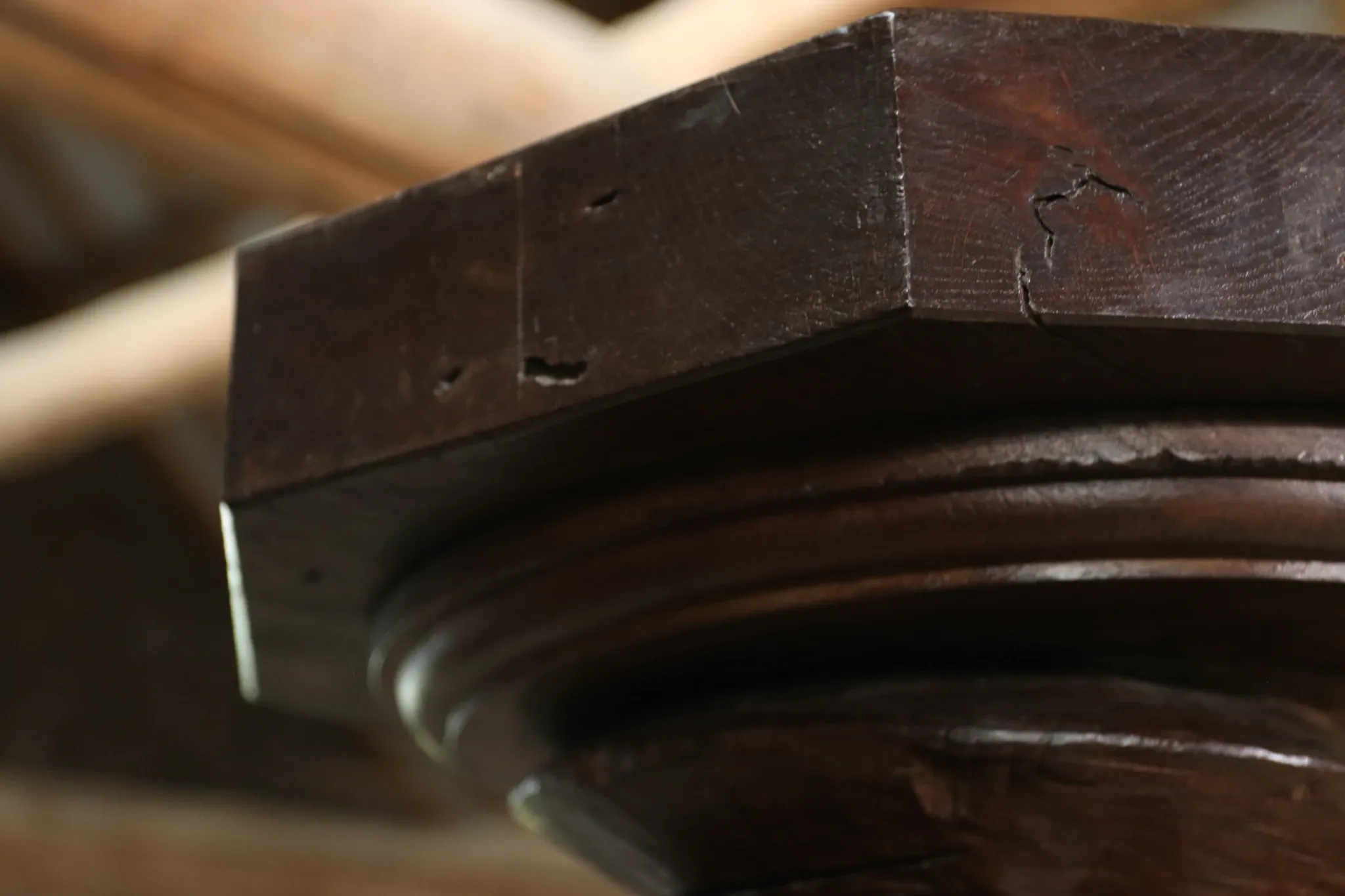 Monumental wooden wine press screw column, hand-carved, 18th c. – 170 cm