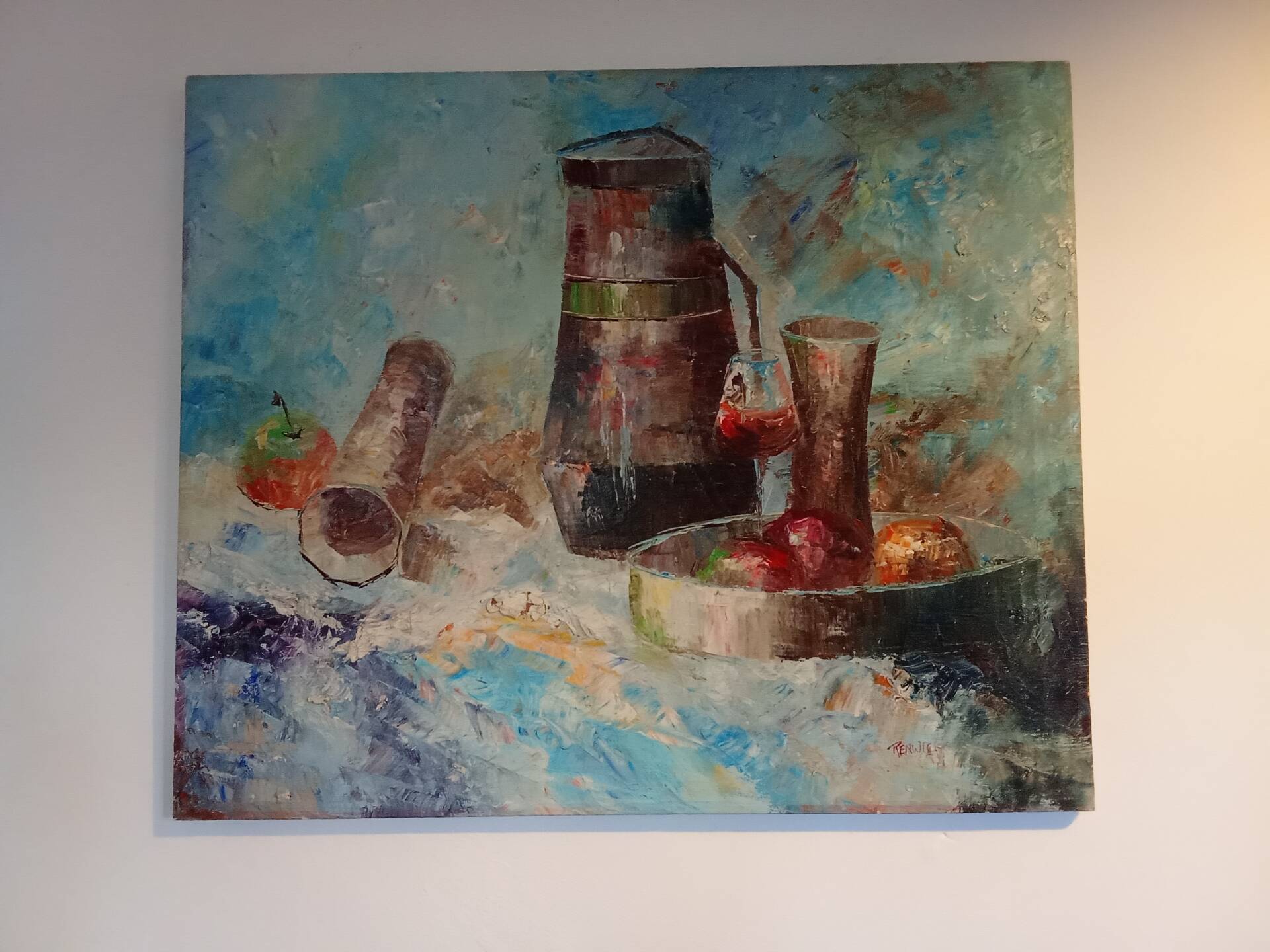 Still life painting in oil on canvas