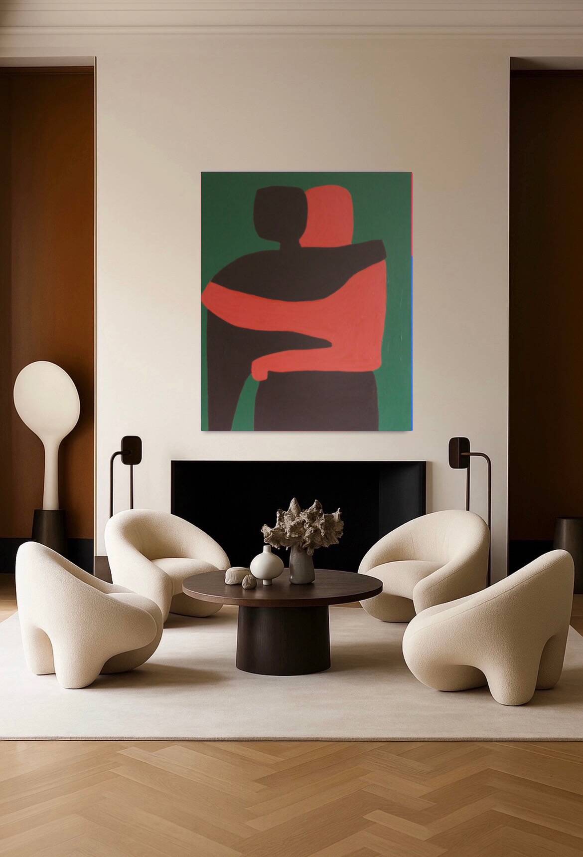 Toile couple minimaliste "Can i hold you" signée