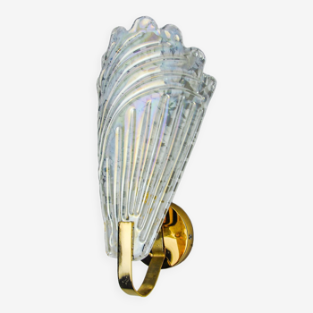 Frosted leaf wall lamp, Murano glass, Italy, 1970