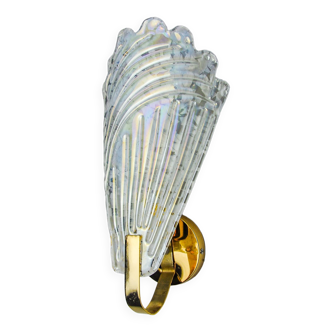 Frosted leaf wall lamp, Murano glass, Italy, 1970