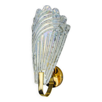 Applique feuilles givrée, verre murano, italie, 1970