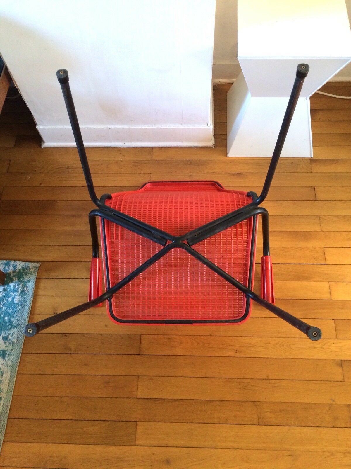 Braided plastic armchair and steel design 50s - 60s