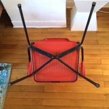 Braided plastic armchair and steel design 50s - 60s