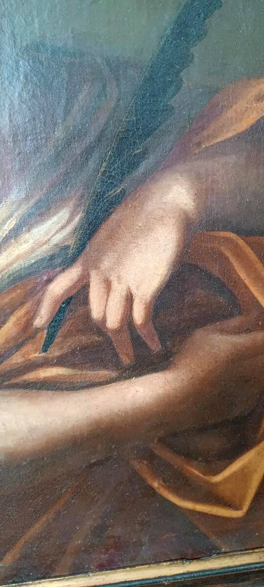 Oil on canvas antique - Saint Agnes - Roman school, 17th century