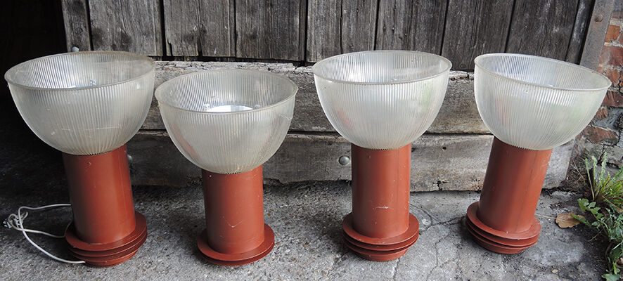 Lot de 4 suspensions industrielles en acier et polycarbonate