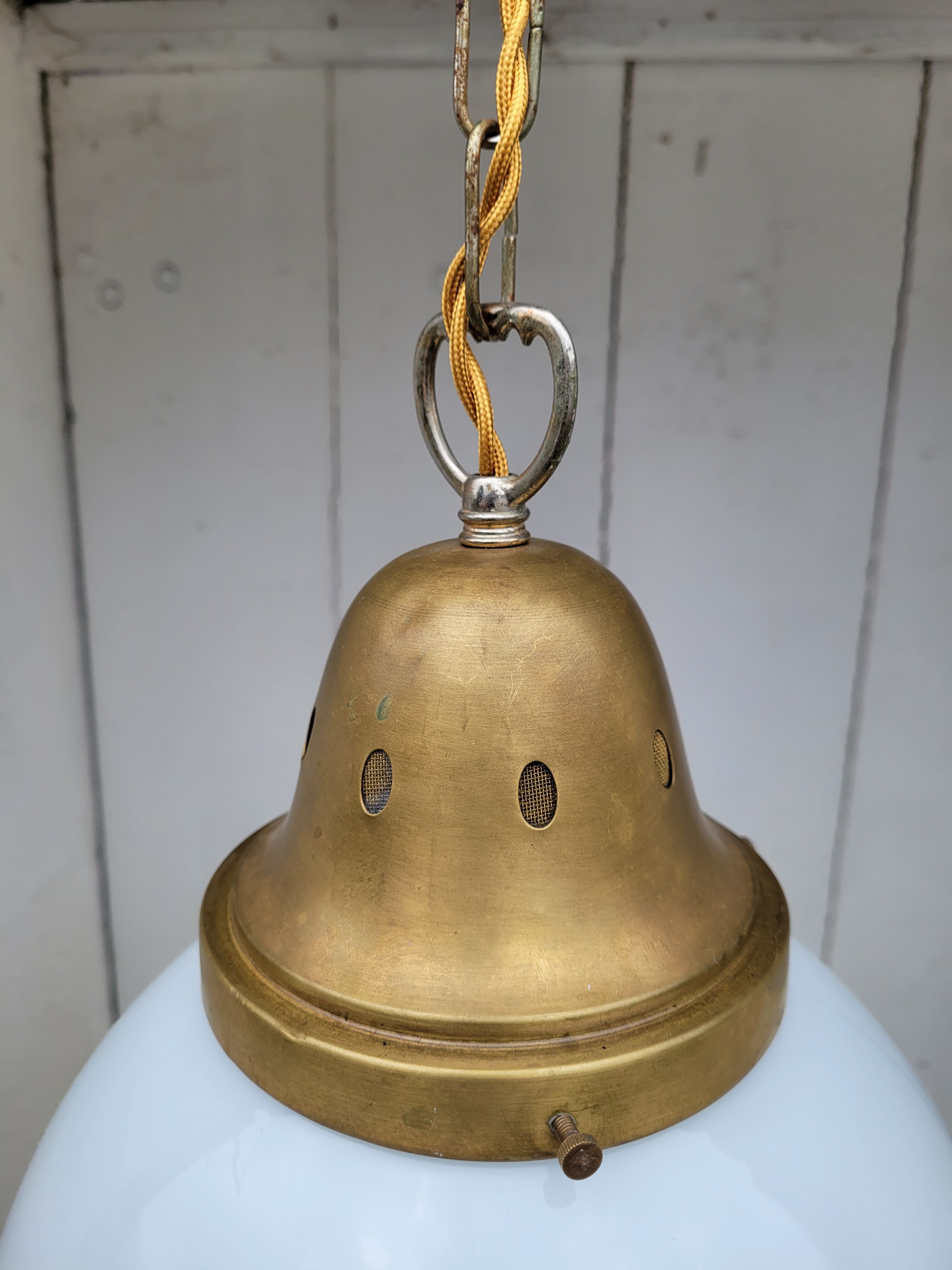 XXL opaline globe hanging lamp