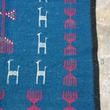 Tapis bleu en laine 195x110cm