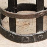 Riveted wrought iron cage suspension