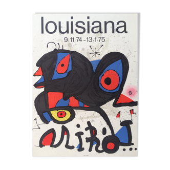 Affiche originale imprimée en lithographie, Joan Miro, Lousiana, 1975