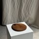 Small circular teak monoxyle cutting board with handle 22 x 13.