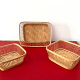 Trio of rattan and bamboo baskets