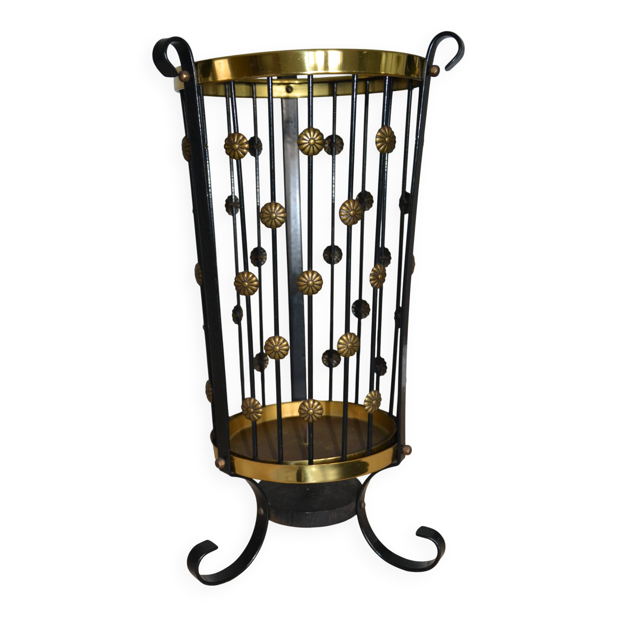 Metal, copper and brass Art Deco umbrella/plant stand.
