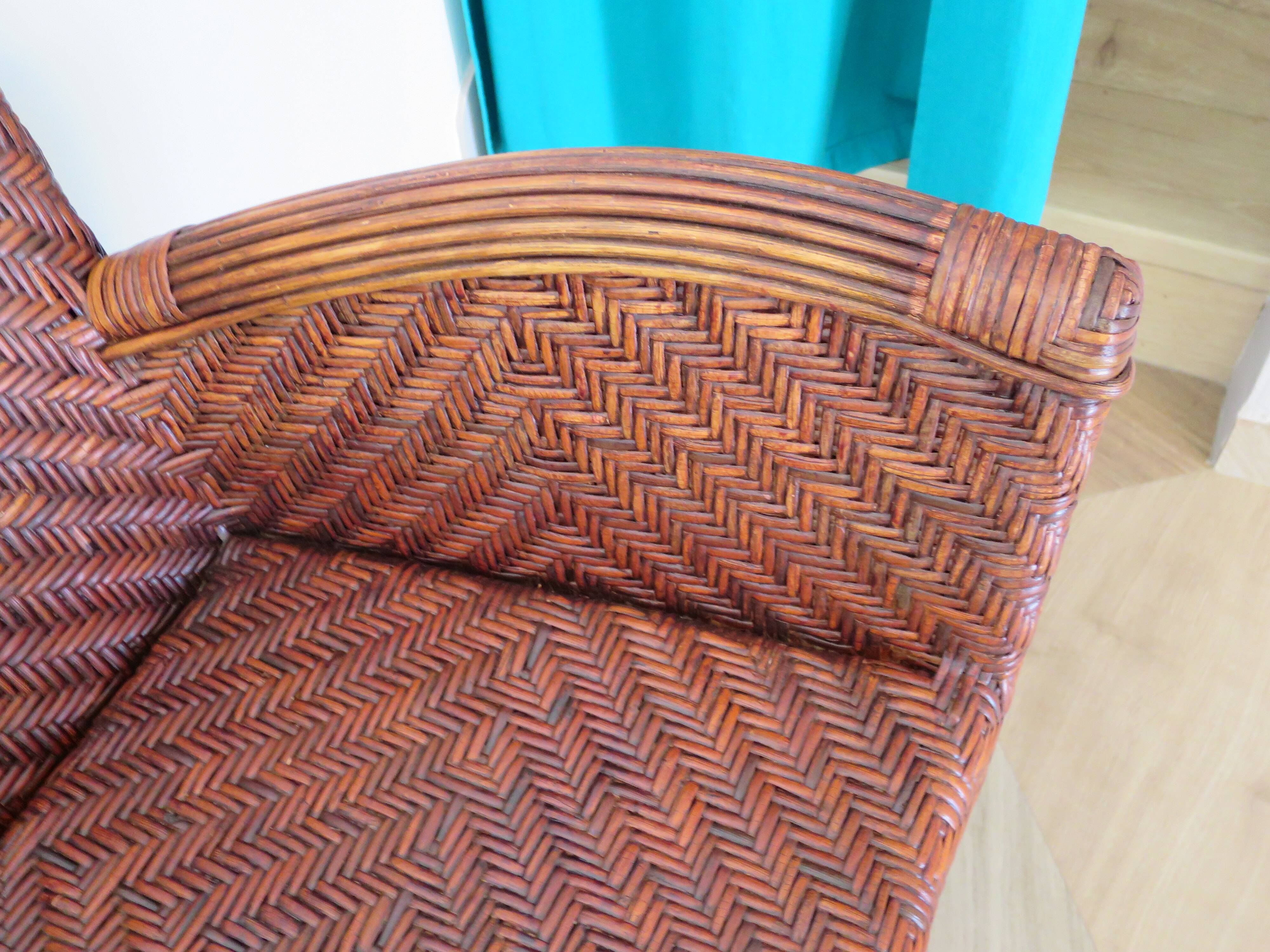 Woven rattan armchair, 1980s