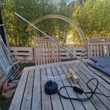 Modernist table lamp in plexiglass metal and brass TECA ITALIA circa 1980