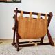 Foldable magazine rack in wood and jute fabric - brutalist