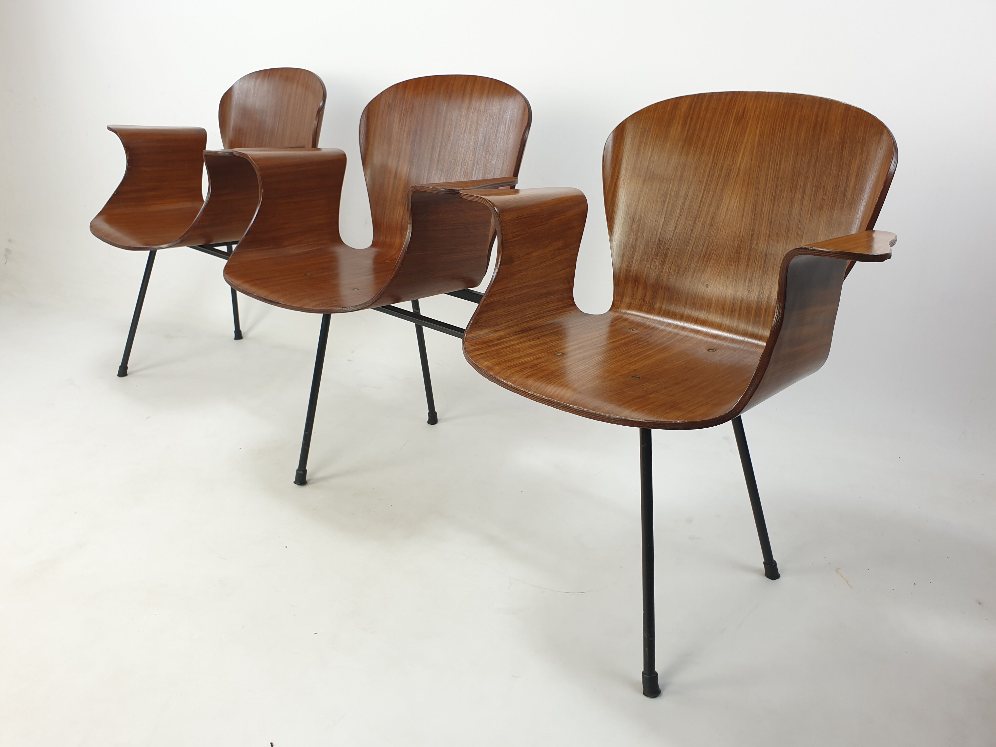 Mid Century Italian 3-seat Bench by Carlo Ratti, 50's