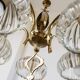 XL Clear Murano Glass and Brass Chandelier, Liberty-Style Organic Leaf Design, Italian 1960s