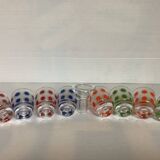 Multicolored polka dot patterned liquor service