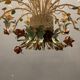 Large Vintage Italian Tole Flower Chandelier with 12 Lights