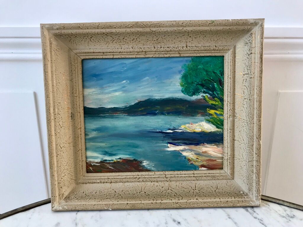 Painting landscape sea framed 50s