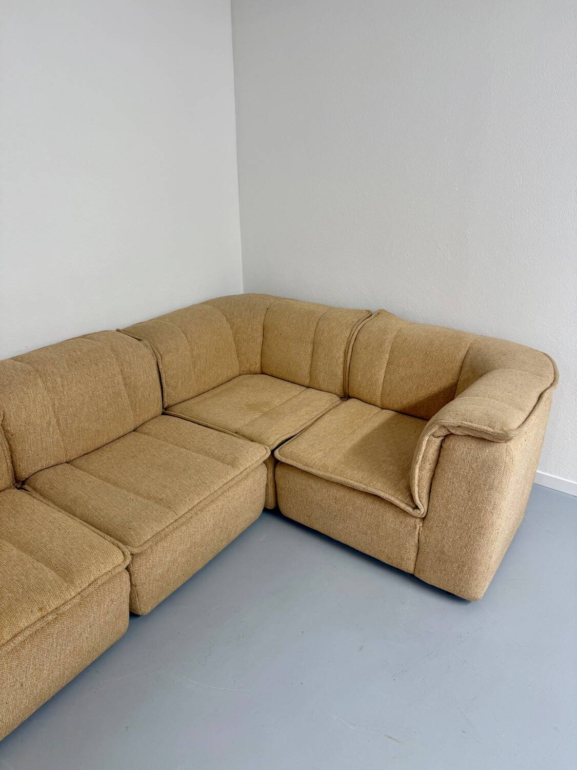 Modular sofa in beige fabric, 70s, 5 elements