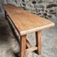 Vintage oak bench, solid wood dining bench, rustic farmhouse bench, French country style, circa 1950–1965.