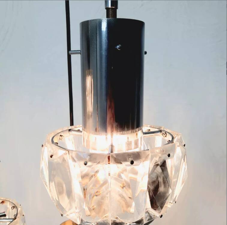 Cascade chandelier - vintage - steel and glass
