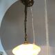 Orange ochre coloured antique glass hanging lamp