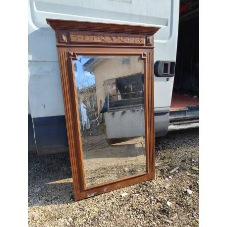 Wooden fireplace mirror