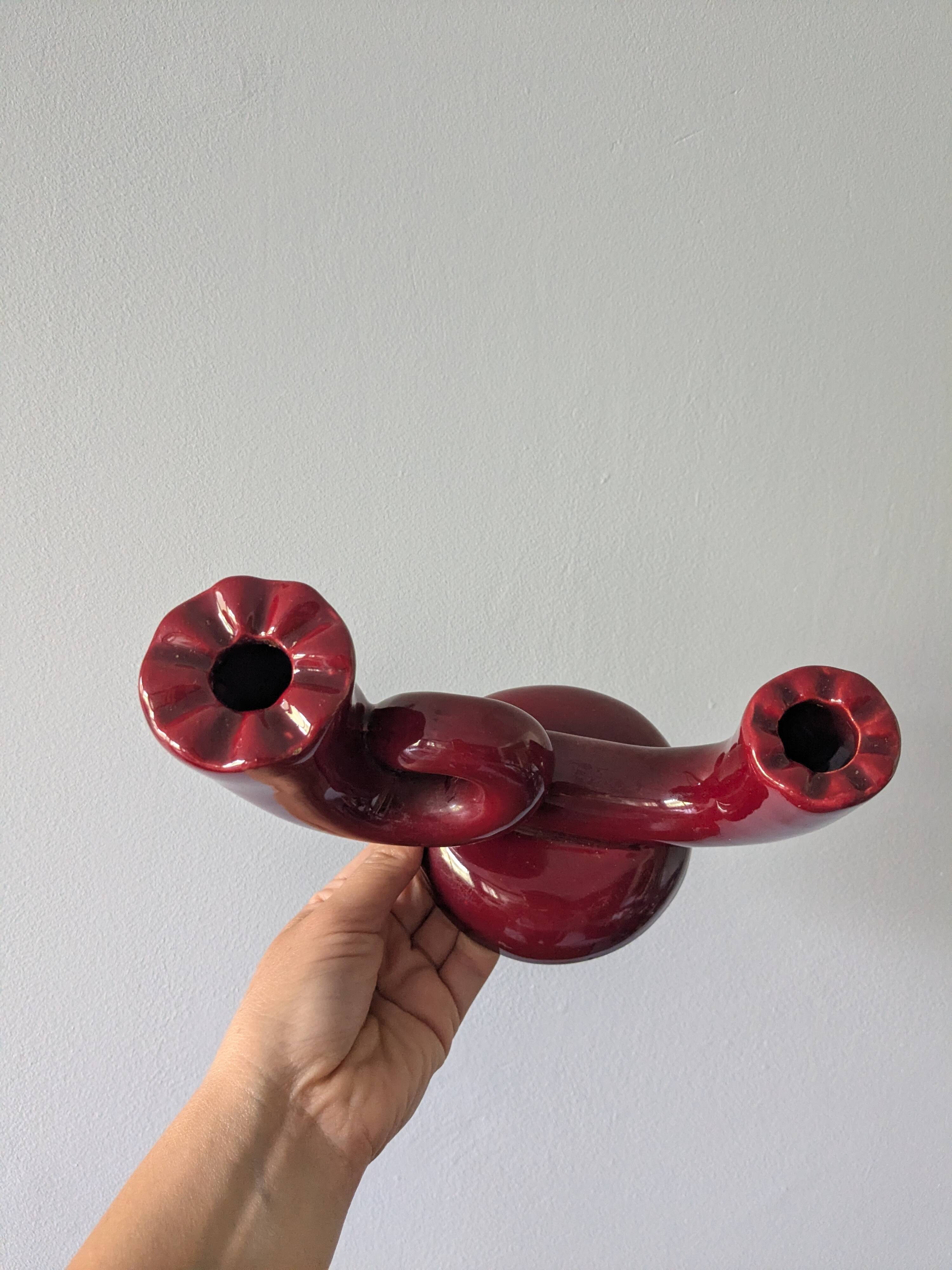 2 vintage Bordeaux ceramic candle holders