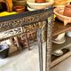 Rectangular Napoleon III mirror in moulded black and gold wood with engraved mirror decoration.