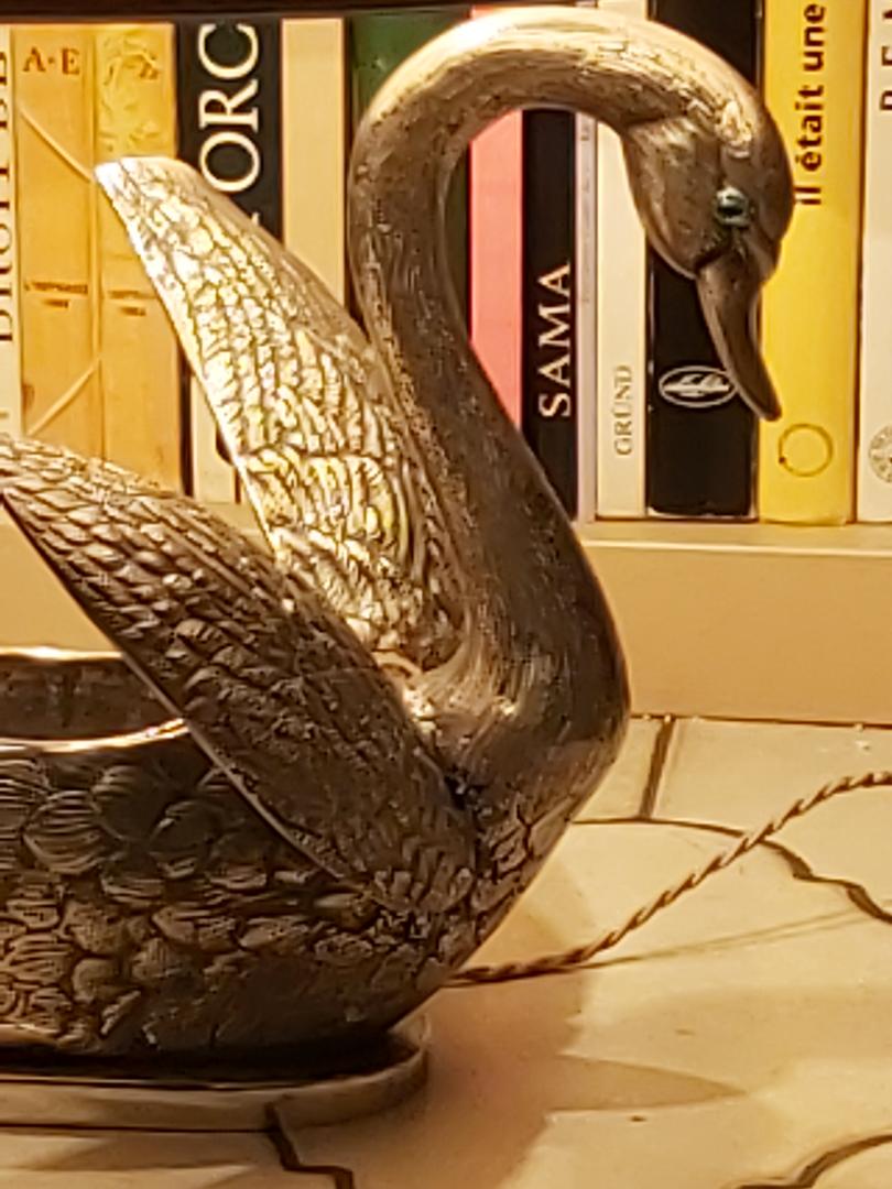 Silver bronze swan lamp 70s