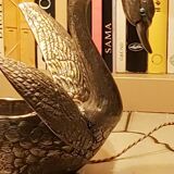 Lampe cygne bronze argenté années 70