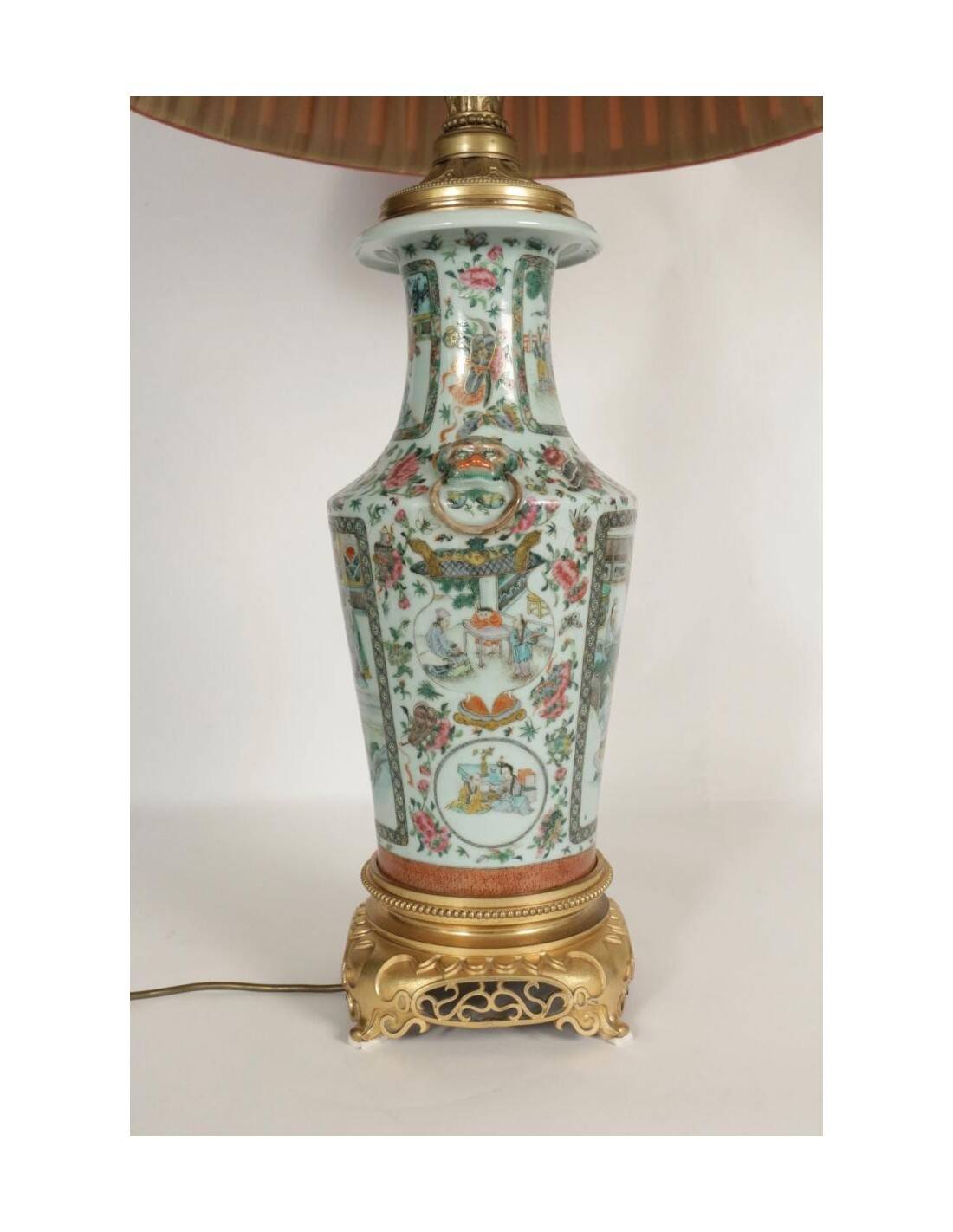 Early 20th century Chinese lamp, porcelain and gilt bronze